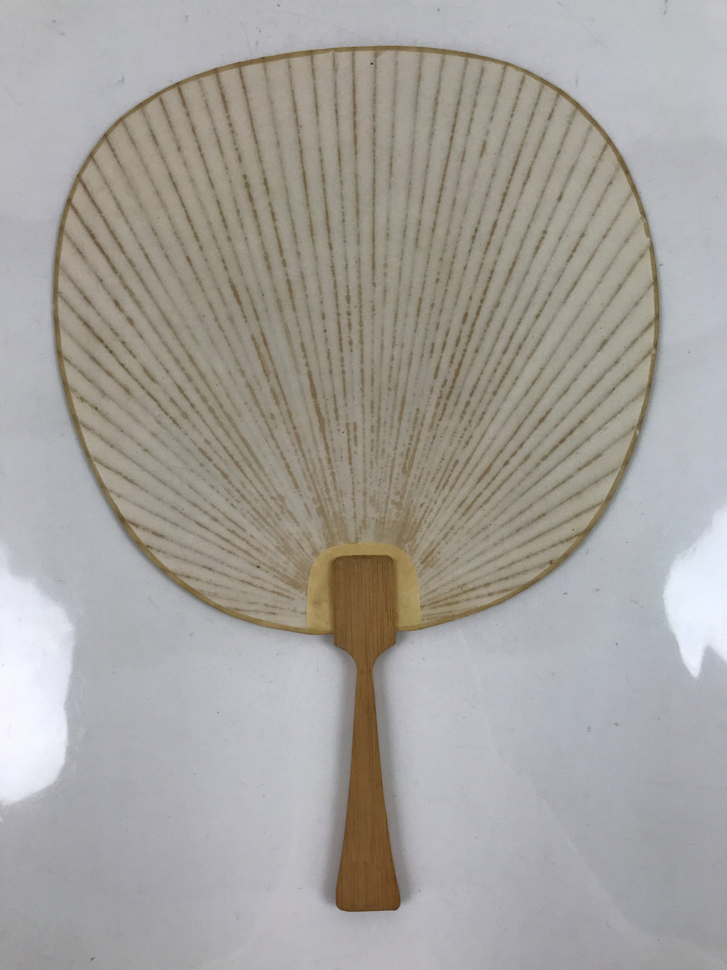 Japanese Paper Fan Uchiwa Vtg Wooden Handle Morning Glories Asagao Blue U170