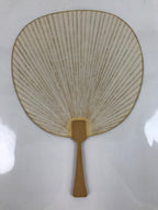 Japanese Paper Fan Uchiwa Vtg Wooden Handle Morning Glories Asagao Blue U170