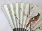 Japanese Paper Folding Fan Sensu Bamboo Bird Plum Blossom Higashi Honganji 4D787