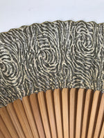 Japanese Paper Folding Fan Sensu Bamboo Frame Brown Silver Floral Swirl 4D898
