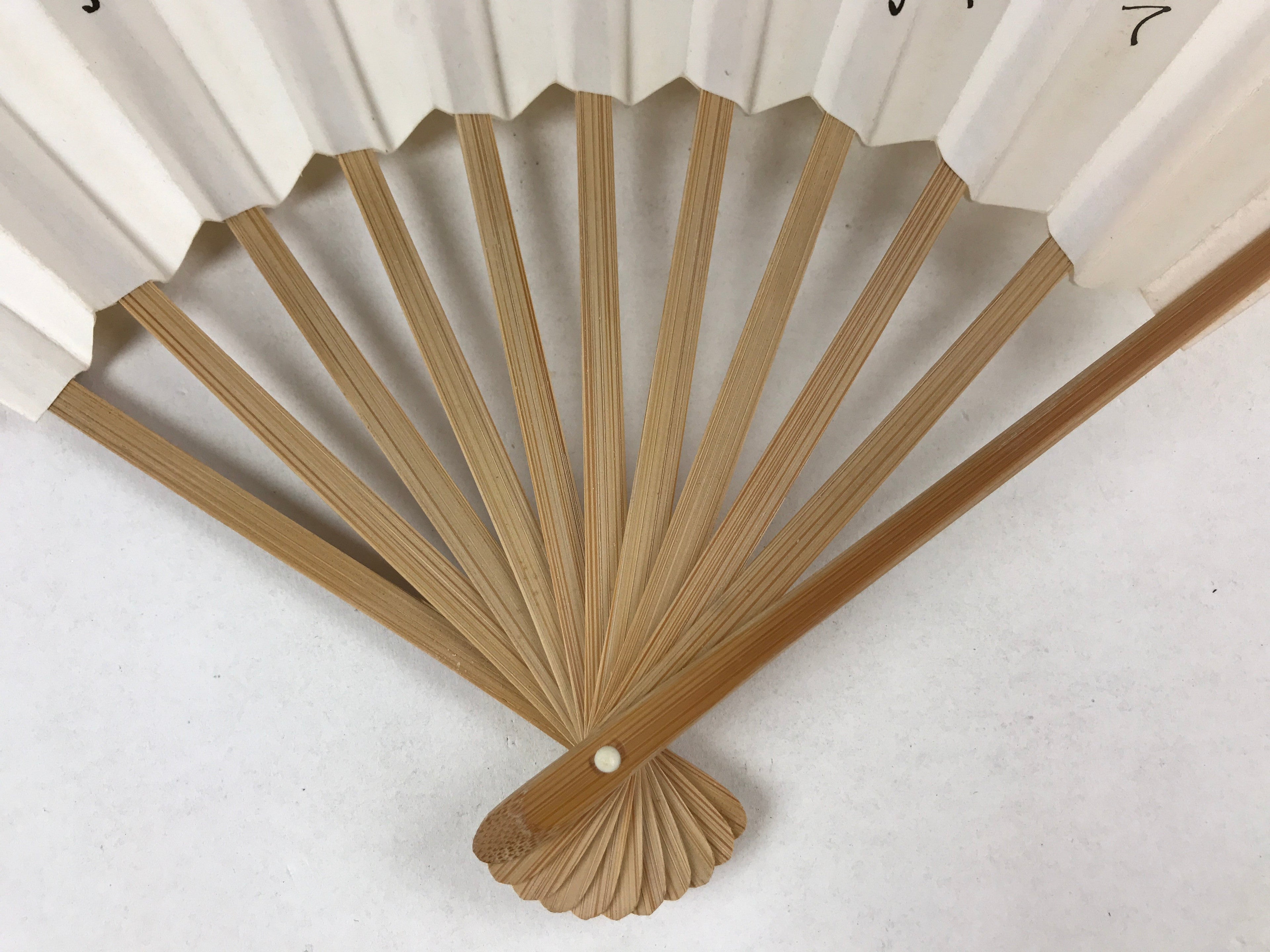 Japanese Paper Folding Fan Sensu Bamboo Frame Calligraphy Poem Black 4D773