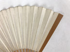 Japanese Paper Folding Fan Sensu Bamboo Frame Flowers Calligraphy 4D786