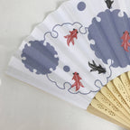 Japanese Paper Folding Fan Sensu Bamboo Frame Goldfish Kingyo Purple 4D833