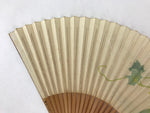 Japanese Paper Folding Fan Sensu Bamboo Frame Gourd Leaves Green 4D788
