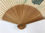Japanese Paper Folding Fan Sensu Bamboo Frame Gourd Leaves Green 4D788