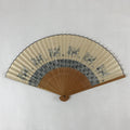Japanese Paper Folding Fan Sensu Bamboo Frame Horses Blue Animals 4D783