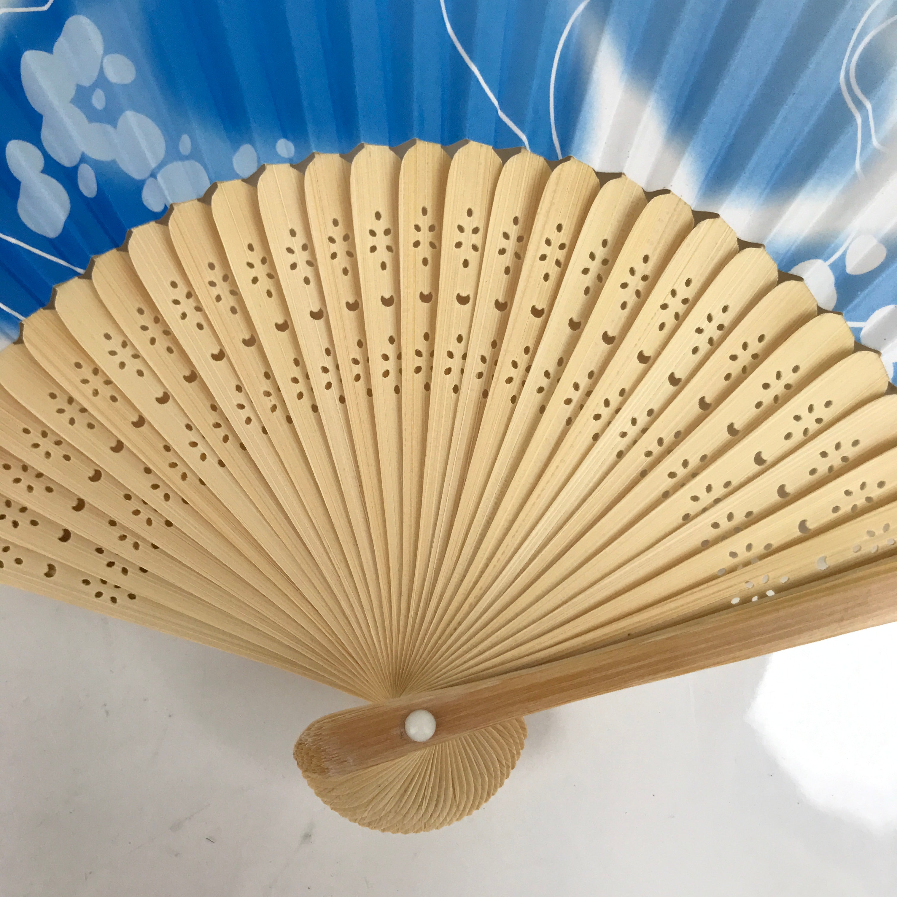 Japanese Paper Folding Fan Sensu Bamboo Frame Mild Seven Promotional Blue 4D855