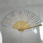 Japanese Paper Folding Fan Sensu Bamboo Frame Multicolored Rings Pattern 4D844