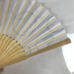 Japanese Paper Folding Fan Sensu Bamboo Frame Multicolored Rings Pattern 4D844