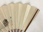 Japanese Paper Folding Fan Sensu Bamboo Frame Pine Cone Pine Needles 4D778