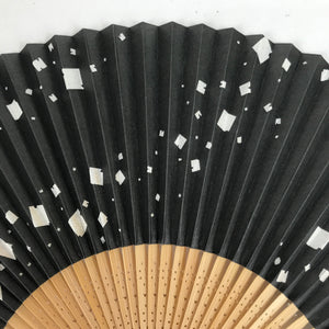 Japanese Paper Folding Fan Sensu Bamboo Frame Squares Design w/Case 4D824