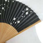 Japanese Paper Folding Fan Sensu Bamboo Frame Squares Design w/Case 4D824