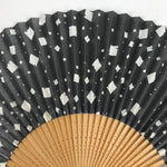 Japanese Paper Folding Fan Sensu Bamboo Frame Squares Design w/Case 4D824