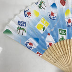 Japanese Paper Folding Fan Sensu Bamboo Frame Summer Shaved Ice Kakigori 4D838