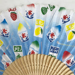 Japanese Paper Folding Fan Sensu Bamboo Frame Summer Shaved Ice Kakigori 4D838