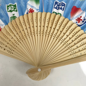 Japanese Paper Folding Fan Sensu Bamboo Frame Summer Shaved Ice Kakigori 4D838