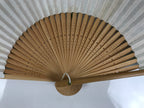 Japanese Paper Folding Fan Sensu Bamboo Frame Teal Purple Floral Design 4D979
