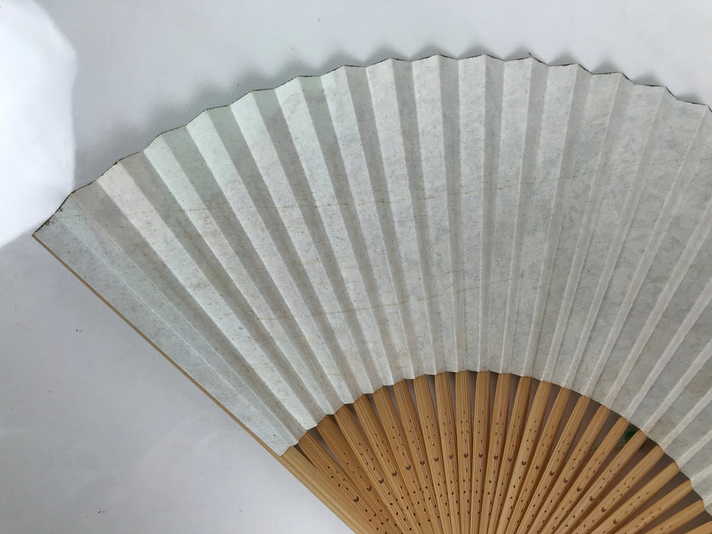 Japanese Paper Folding Fan Sensu Bamboo Frame Teal Purple Floral Design 4D979