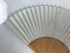 Japanese Paper Folding Fan Sensu Bamboo Frame Teal Purple Floral Design 4D979
