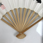 Japanese Paper Folding Fan Sensu Bamboo Frame White Black Kanji 4D837