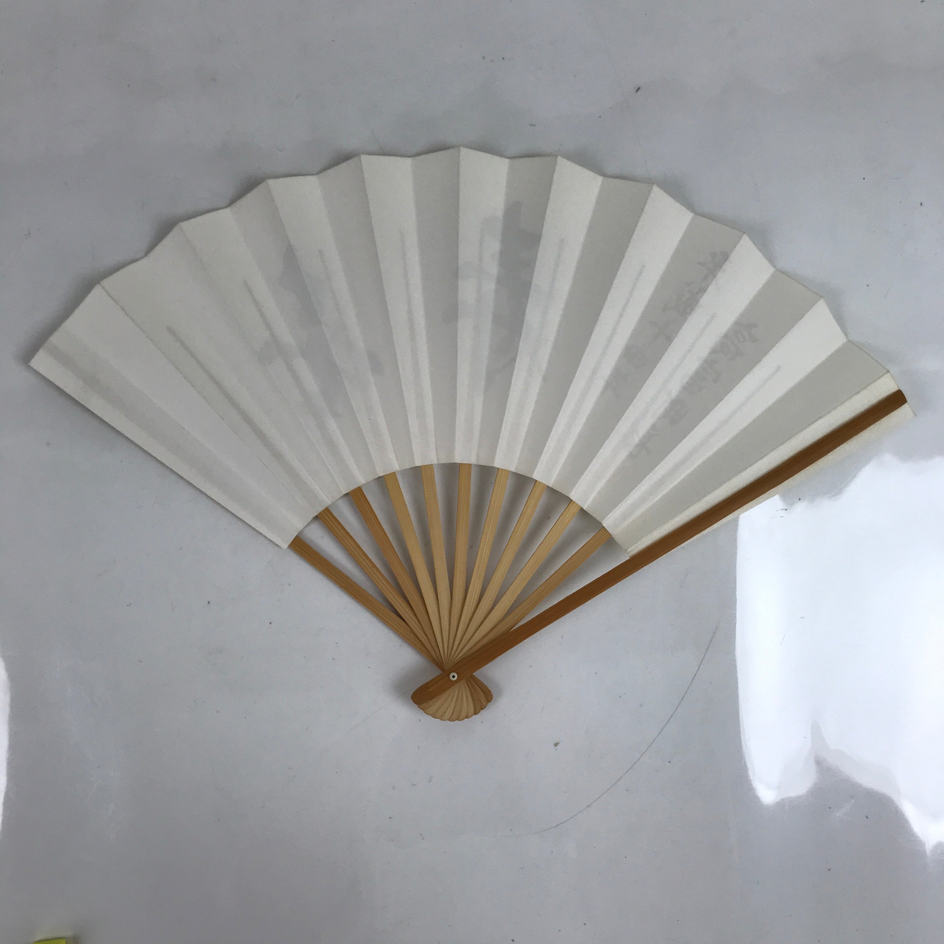 Japanese Paper Folding Fan Sensu Bamboo Frame White Black Kanji 4D837