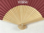 Japanese Paper Folding Fan Sensu Bamboo Frame Yebisu Beer Logo Red 4D765