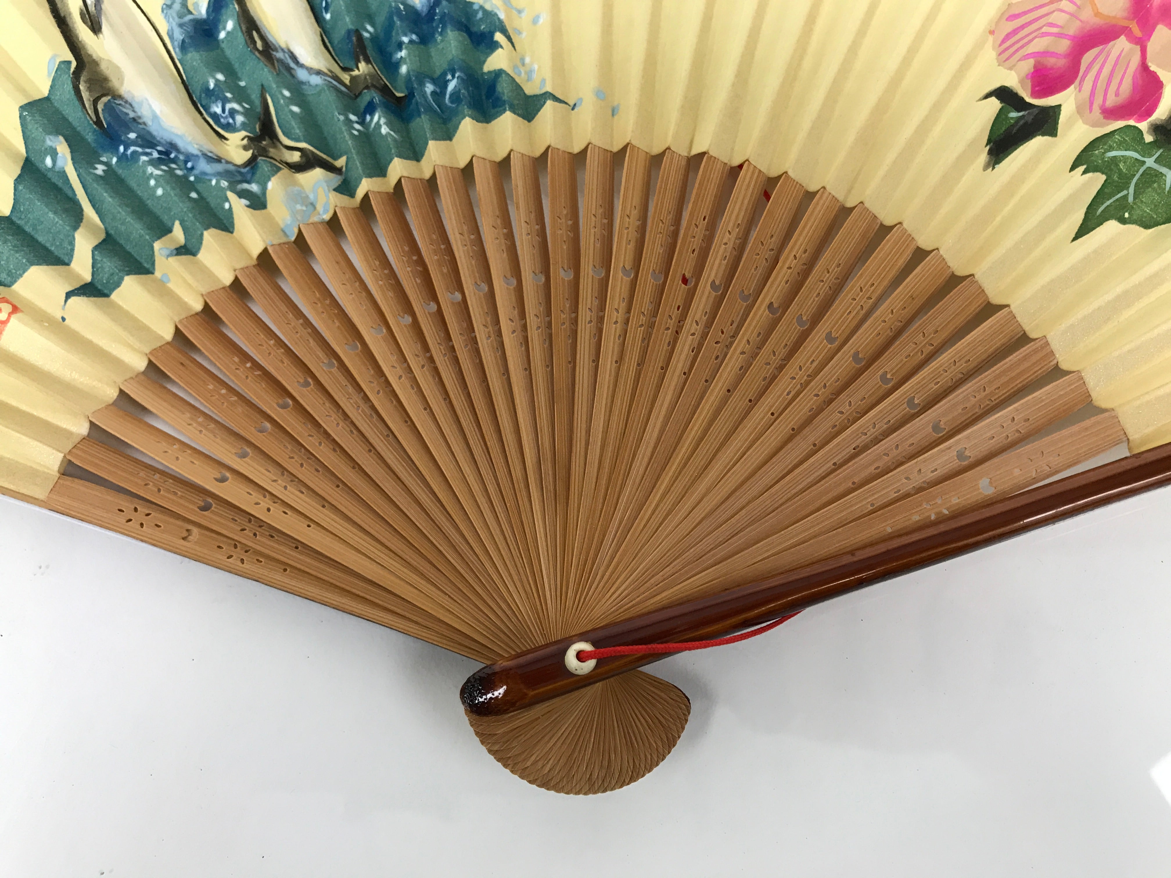 Japanese Paper Folding Fan Sensu Lacquered Bamboo Frame 1975 Expo Okinawa 4D899