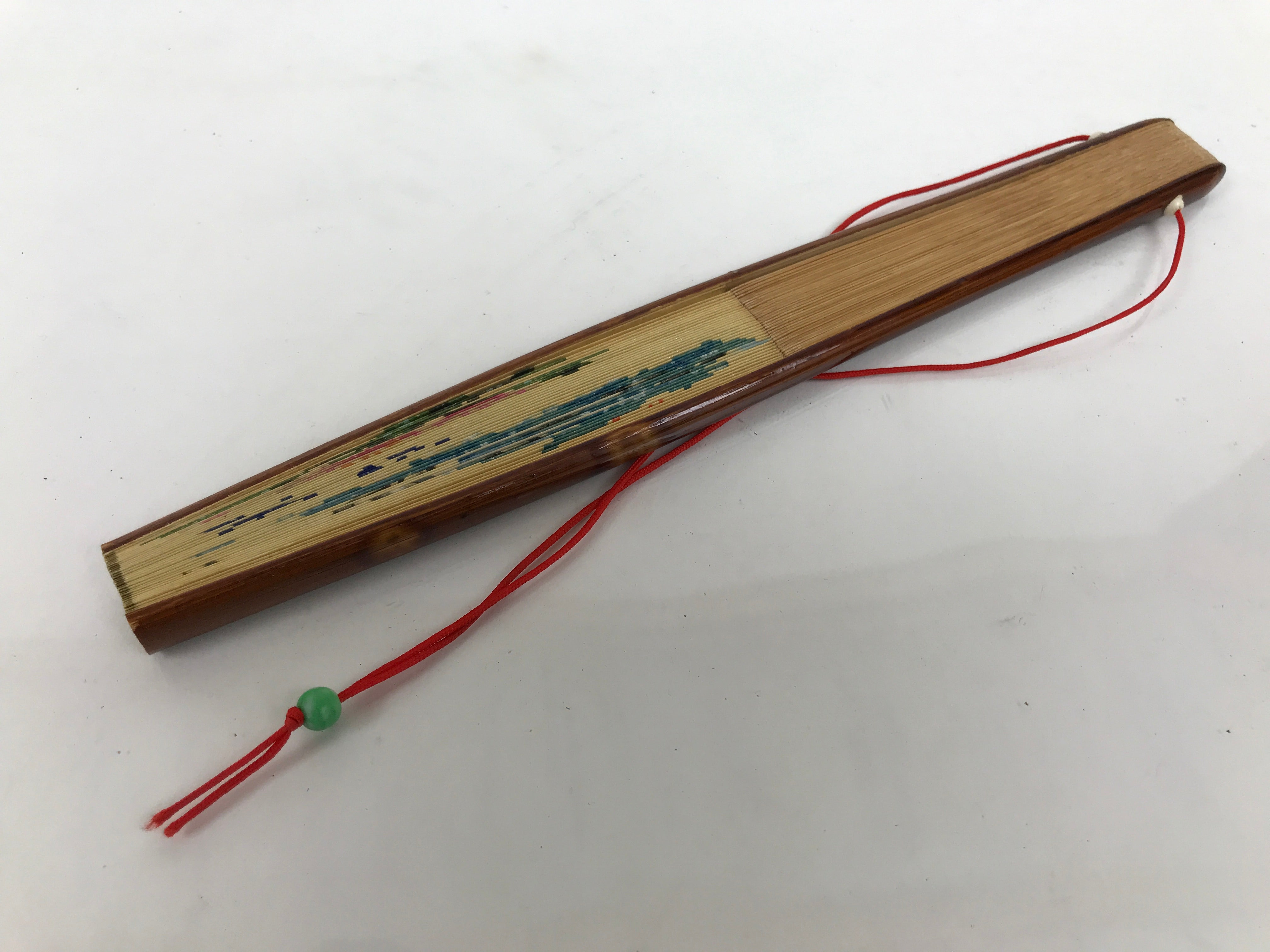 Japanese Paper Folding Fan Sensu Lacquered Bamboo Frame 1975 Expo Okinawa 4D899