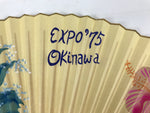 Japanese Paper Folding Fan Sensu Lacquered Bamboo Frame 1975 Expo Okinawa 4D899