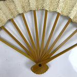 Japanese Paper Folding Fan Sensu Maisen Vtg Bamboo Frame Gold Waves 4D874