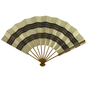 Japanese Paper Folding Fan Sensu Maisen Vtg Bamboo Frame Gold Waves 4D874