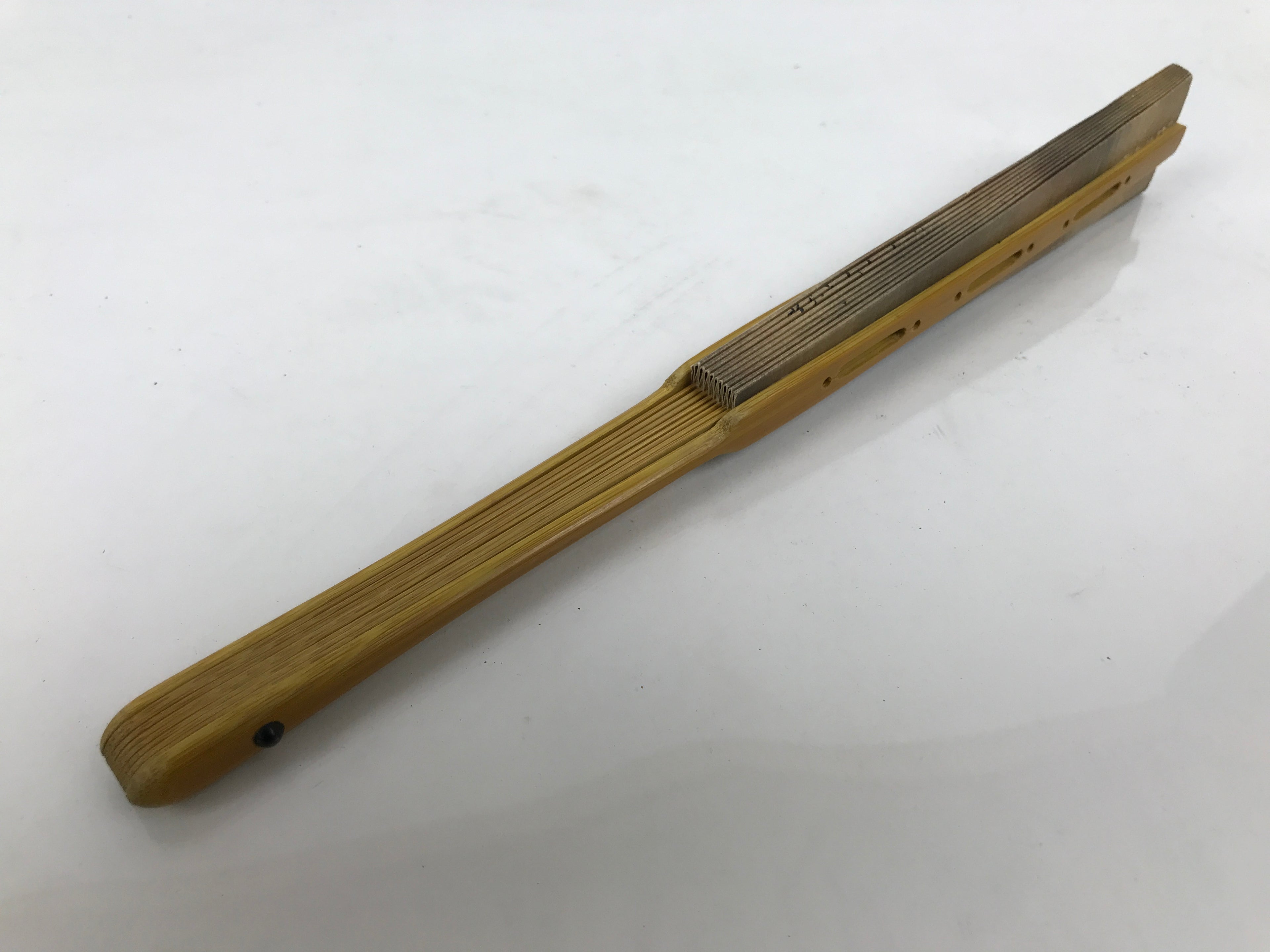 Japanese Paper Folding Fan Sensu Vtg Bamboo Calligraphy Noh Theatre Utai 4D940