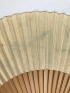 Japanese Paper Folding Fan Sensu Vtg Bamboo Frame Abstract Dragonfly Plant 4D902