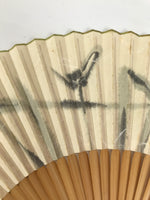 Japanese Paper Folding Fan Sensu Vtg Bamboo Frame Abstract Dragonfly Plant 4D902