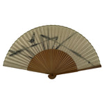 Japanese Paper Folding Fan Sensu Vtg Bamboo Frame Abstract Dragonfly Plant 4D902