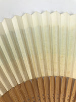 Japanese Paper Folding Fan Sensu Vtg Bamboo Frame Beige Blue Stripe Insect 4D911