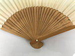 Japanese Paper Folding Fan Sensu Vtg Bamboo Frame Beige Blue Stripe Insect 4D911