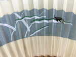 Japanese Paper Folding Fan Sensu Vtg Bamboo Frame Beige Blue Stripe Insect 4D911