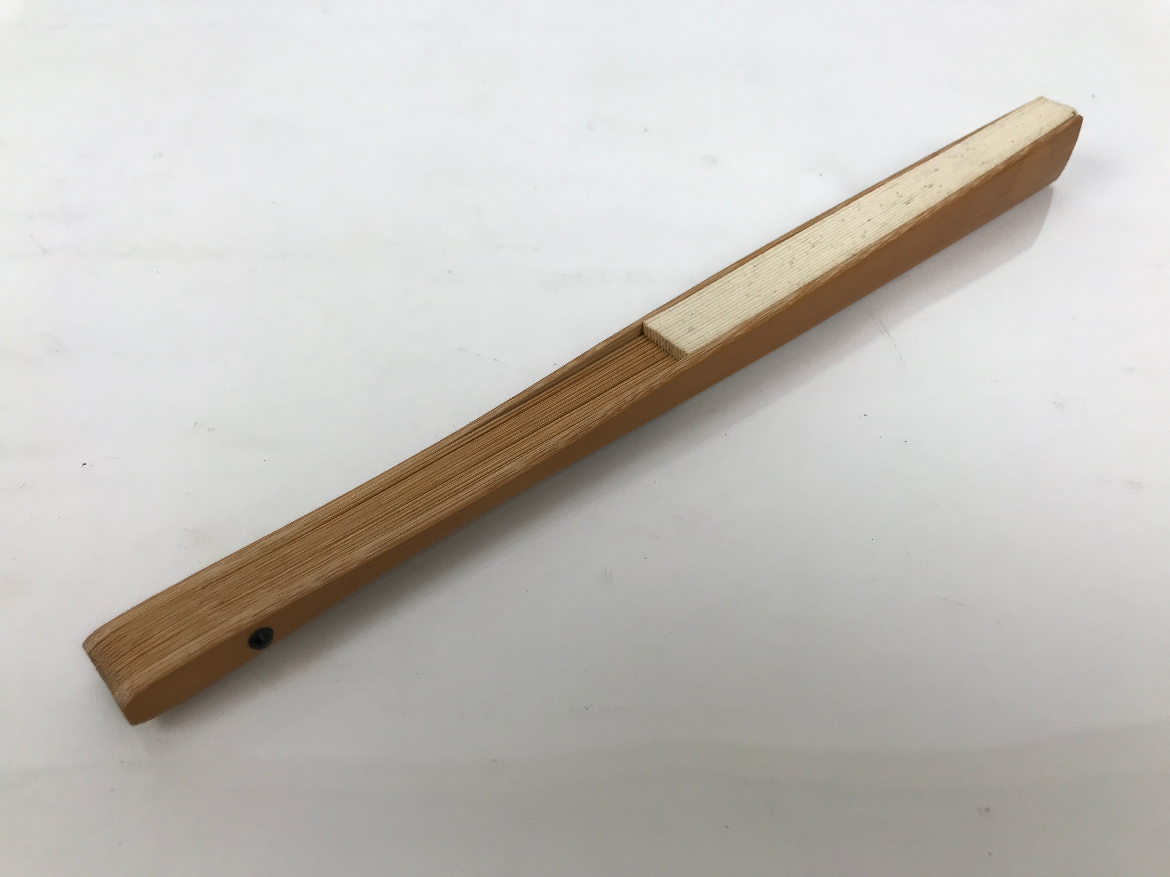 Japanese Paper Folding Fan Sensu Vtg Bamboo Frame Beige Calligraphy Kanji 5D40