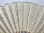 Japanese Paper Folding Fan Sensu Vtg Bamboo Frame Beige Calligraphy Kanji 5D40