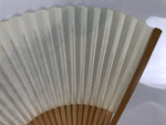 Japanese Paper Folding Fan Sensu Vtg Bamboo Frame Beige Green Town River 5D43
