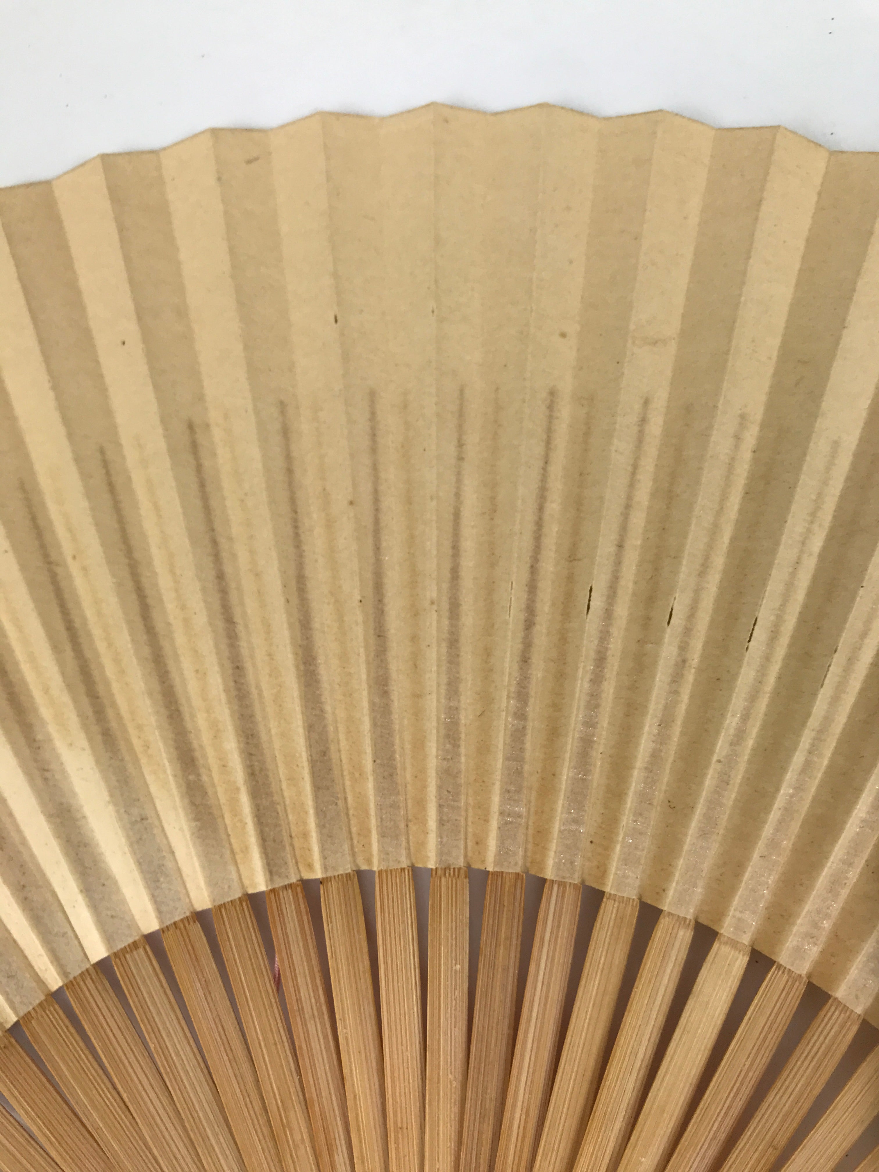 Japanese Paper Folding Fan Sensu Vtg Bamboo Frame Beige Pink Gold Design 4D910