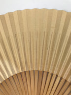 Japanese Paper Folding Fan Sensu Vtg Bamboo Frame Beige Pink Gold Design 4D910