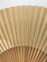 Japanese Paper Folding Fan Sensu Vtg Bamboo Frame Beige Pink Gold Design 4D910