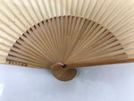 Japanese Paper Folding Fan Sensu Vtg Bamboo Frame Beige Pink Gold Design 4D910