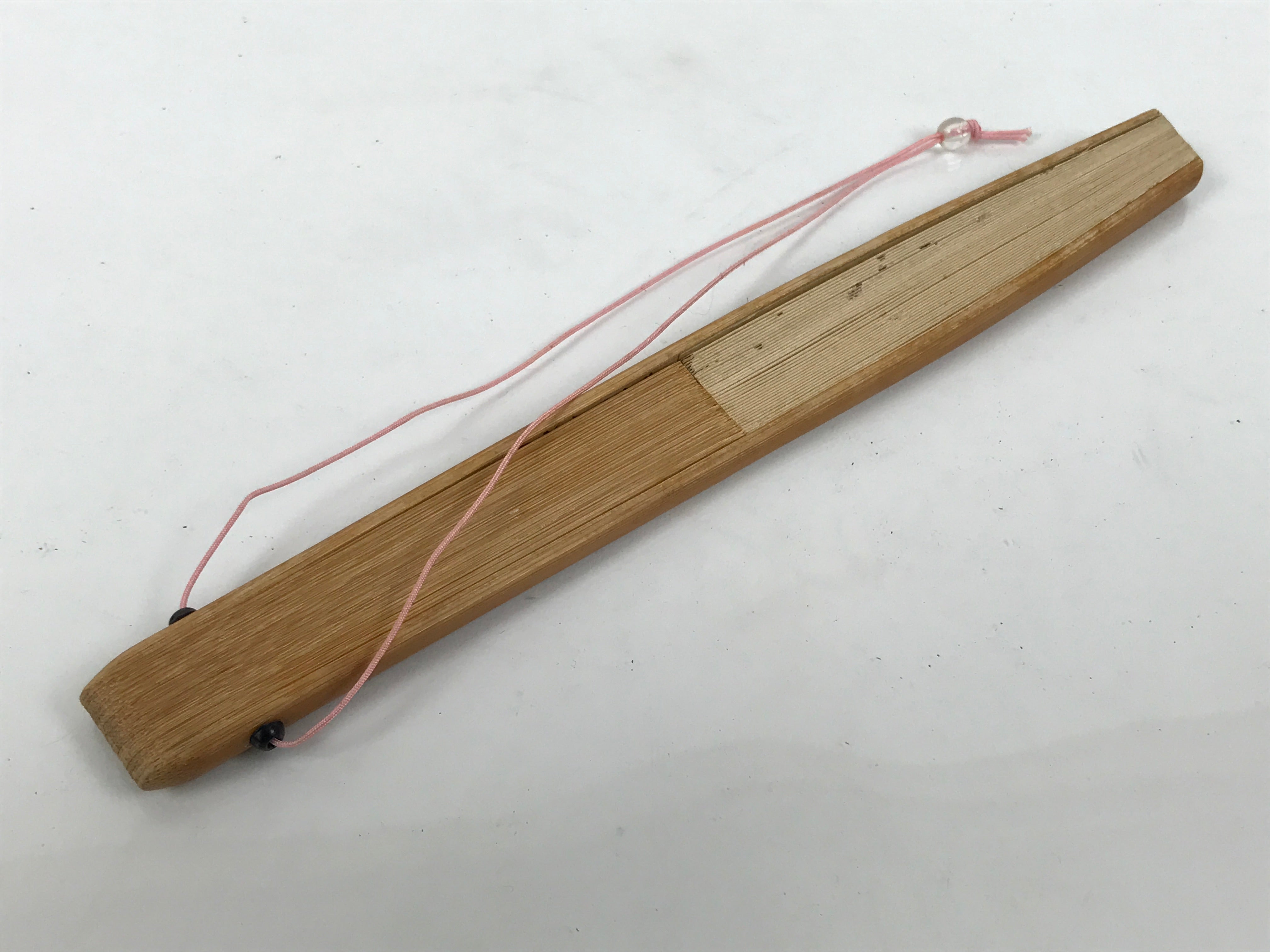 Japanese Paper Folding Fan Sensu Vtg Bamboo Frame Beige Pink Gold Design 4D910