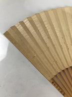 Japanese Paper Folding Fan Sensu Vtg Bamboo Frame Beige Pink Gold Design 4D910