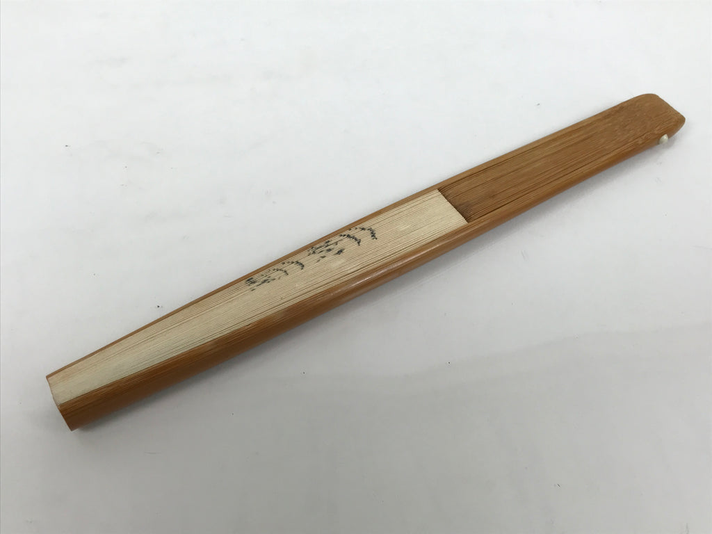 Japanese Paper Folding Fan Sensu Vtg Bamboo Frame Beige Purple Hatch Mark 4D971