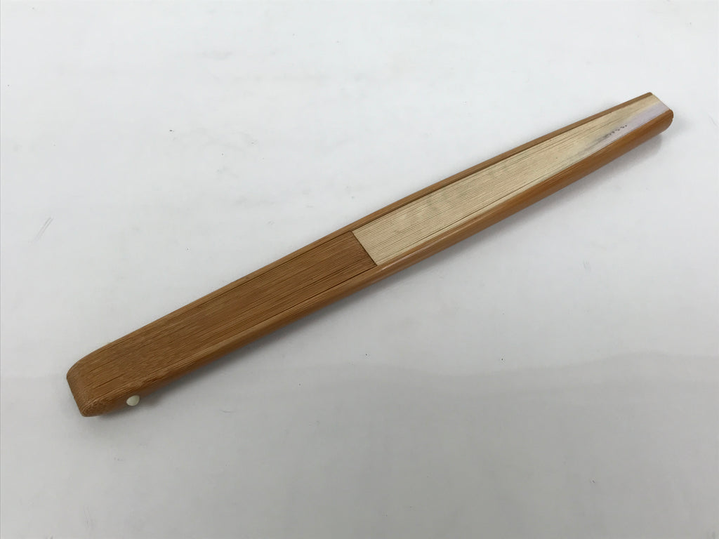 Japanese Paper Folding Fan Sensu Vtg Bamboo Frame Beige Purple Hatch Mark 4D971