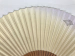 Japanese Paper Folding Fan Sensu Vtg Bamboo Frame Beige Purple Hatch Mark 4D971